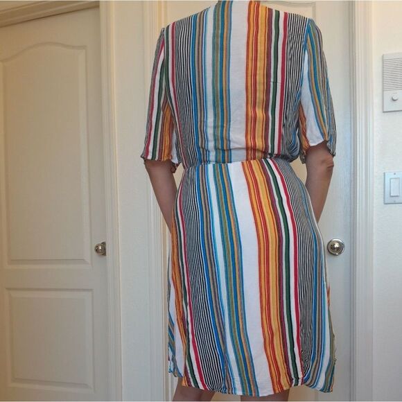 Fraiche by J, Multicolor stripes, wrap top, Short Sleeve dress - Picture 4 of 16